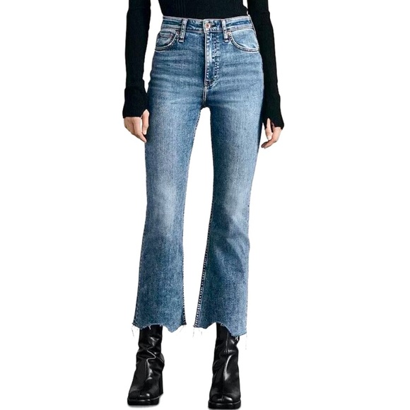 rag & bone Denim - Rag & Bone Nina High Rise Ankle Flare Jeans Raw Hem Jagged Size 28